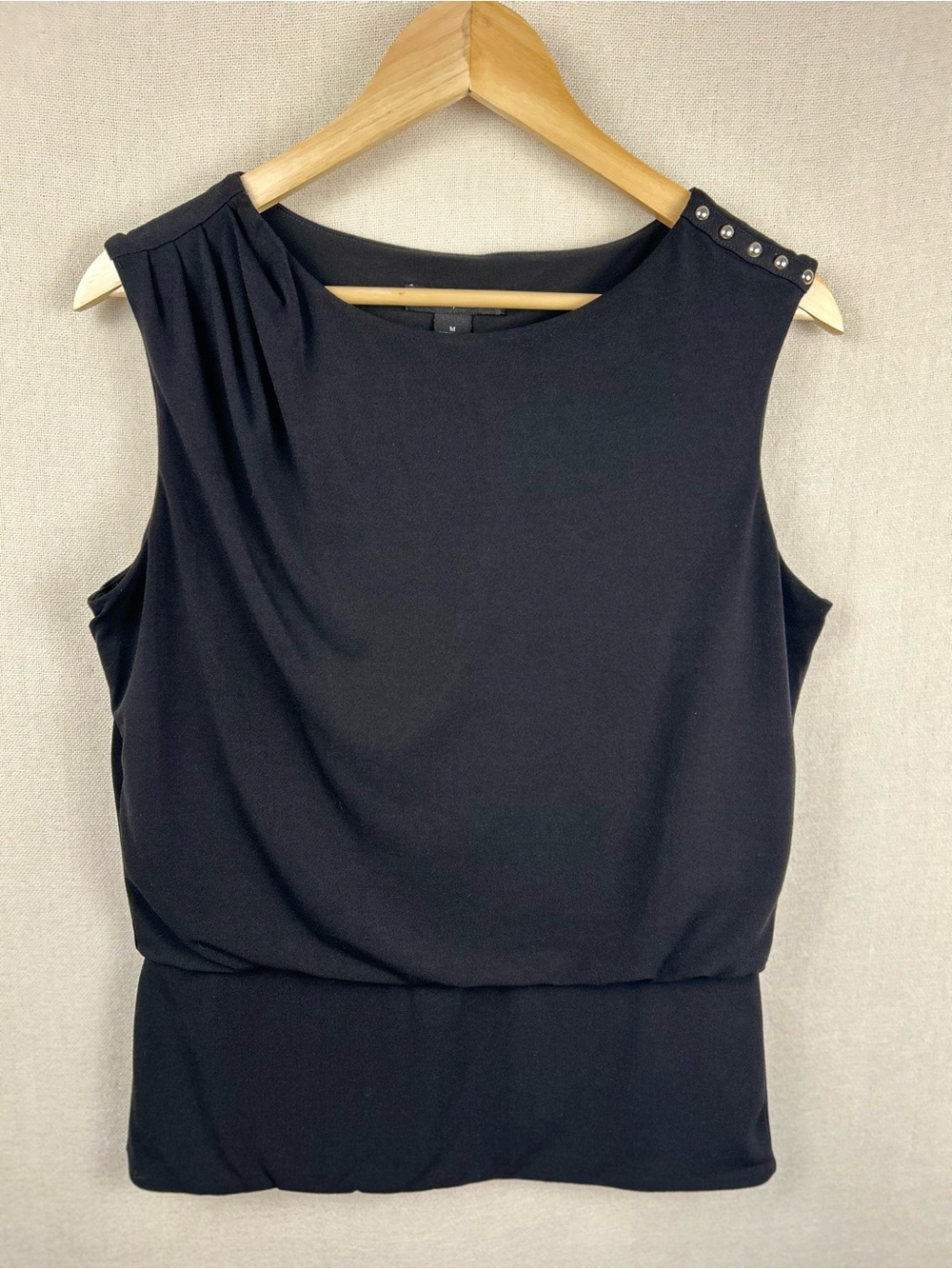White House Black Market Studded Shoulder Sleeveless Draped Top M